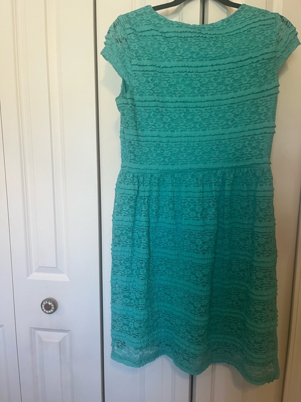 Unfocus studio Turquoise Lace Cap-Sleeve Dress - Women